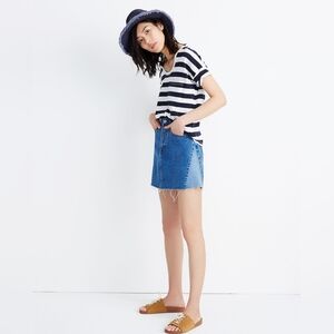 Madewell Rigid Denim A-Line Mini Skirt: Pieced Edition